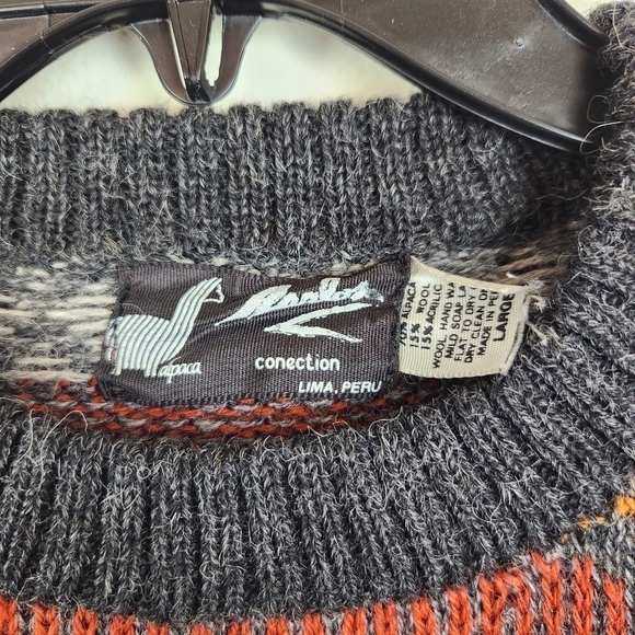 Alpaca connection Peru Pullover Sweater Size Large unisex grandpa Alpaca Blend - Picture 4 of 5